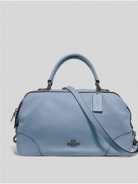 Coach Lane Satchel Sky Blue Pebble Leather with Removable Strap